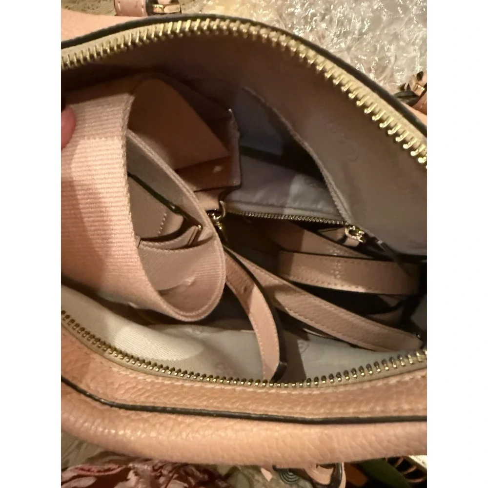 Tory Burch Thea‎ Web Small Satchel Bag & Wallet Set Pink Moon 2 Straps 796$